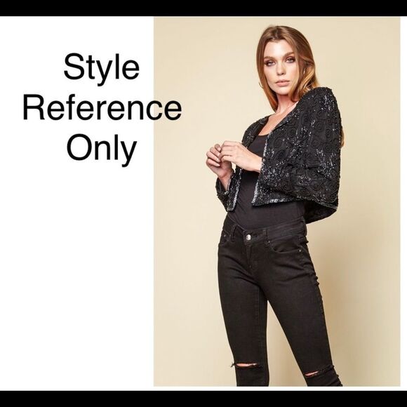 Vintage black long sleeve beaded jacket size large - Picture 13 of 13